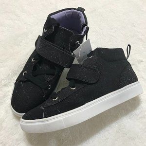 Cat & Jack Sneakers Shoes Girls Size 3 Black White Glitter Regan High Tops